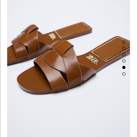 Zara Leather Crossed Sandal Slides